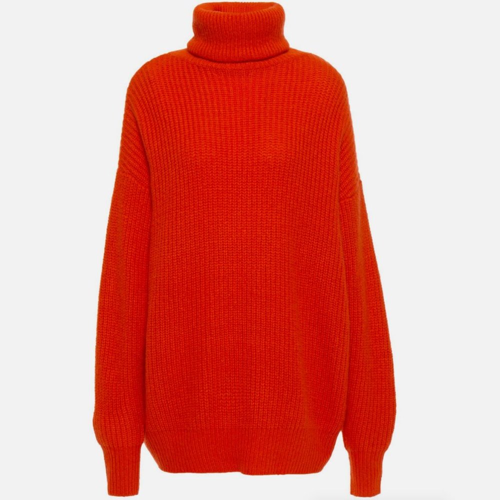 AUTUMN CASHMERE Oversized Long Turtleneck Sweater in Koi XS $462